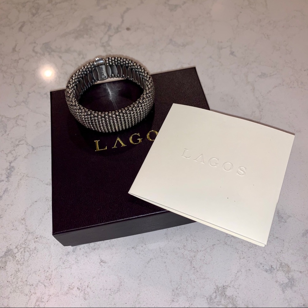 Lagos Wide Signature Caviar Bracelet